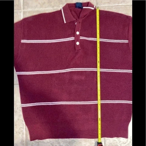 Vintage John Blair Polo Button Up Pullover Sweater Maroon White Stripe Men XXL - Picture 6 of 6